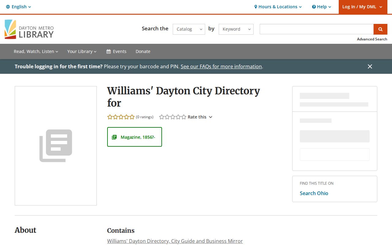 Huber Heights city directory Williams catalog record
