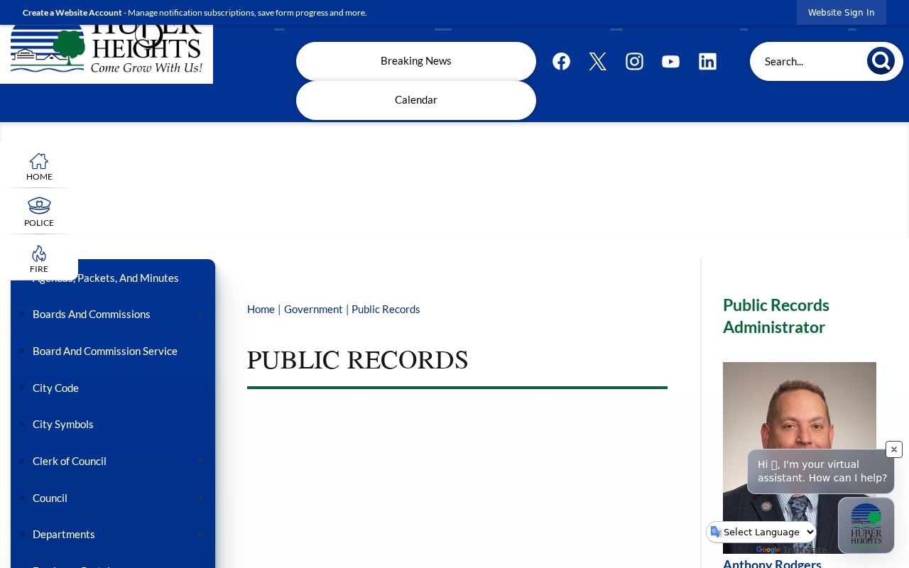 Huber Heights residents directory view of City public-records resources