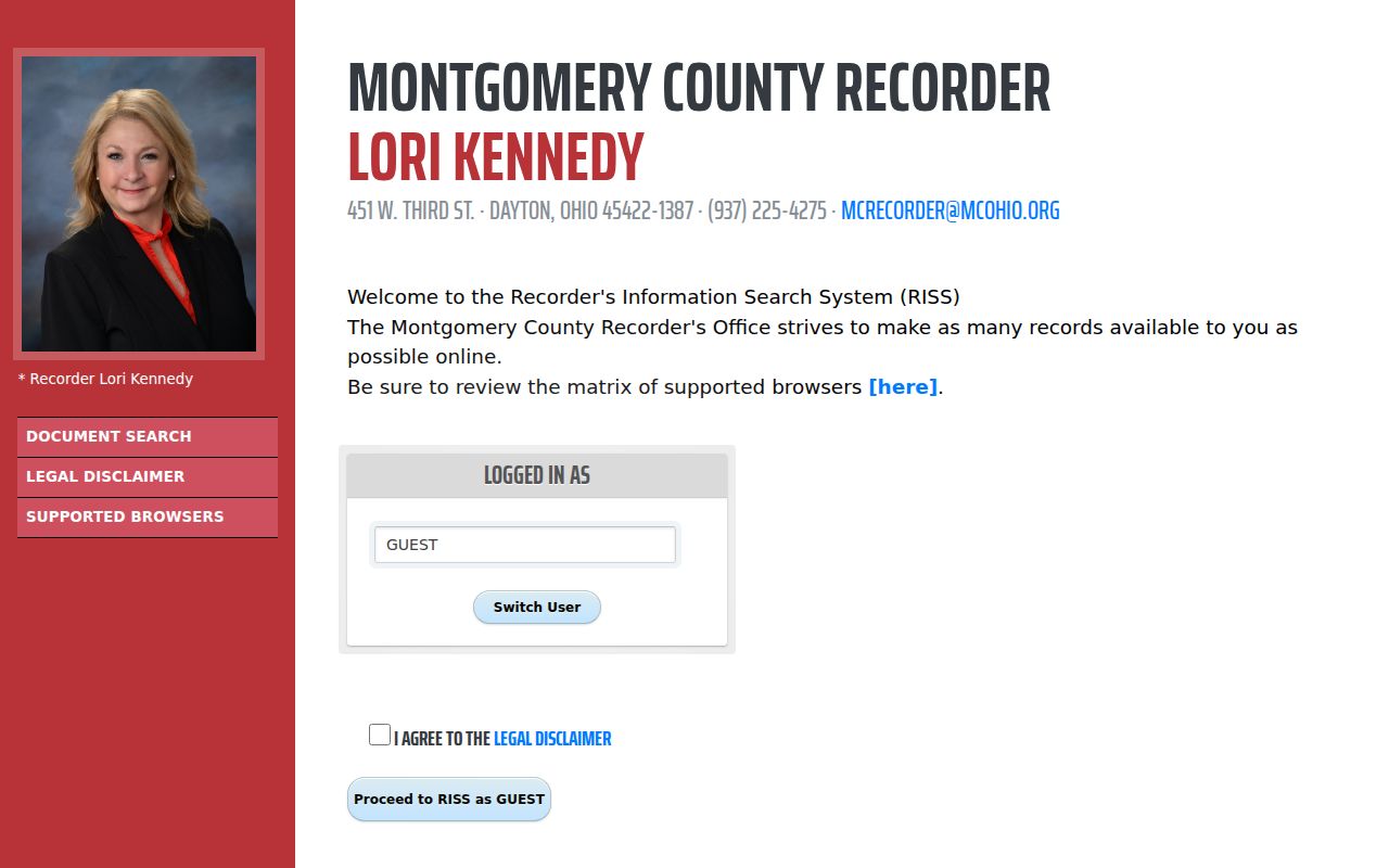 Huber Heights residents directory view of Montgomery Recorder RISS search