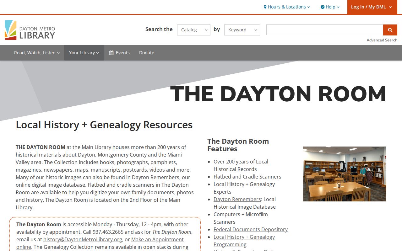 Huber Heights residents directory view of Dayton Room local-history resources