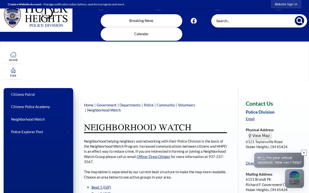Huber Heights neighbors Neighborhood Watch program page